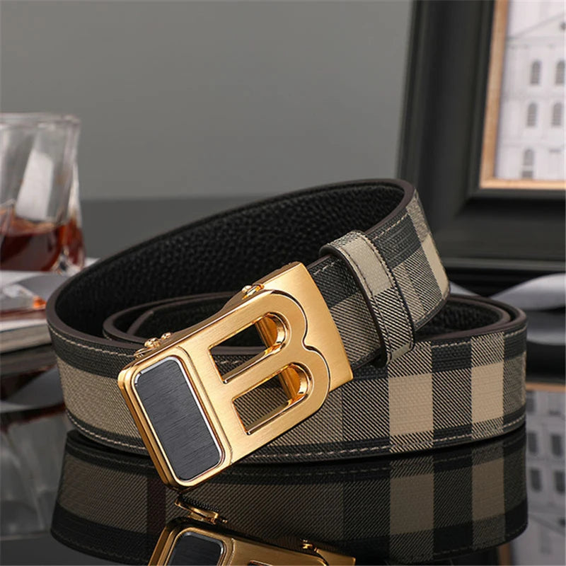 2025 High Quality Men's Belt Designer Genuine Leather Belts Male Metal Automatic Buckle Casual Fashionable Belt for men Jeans