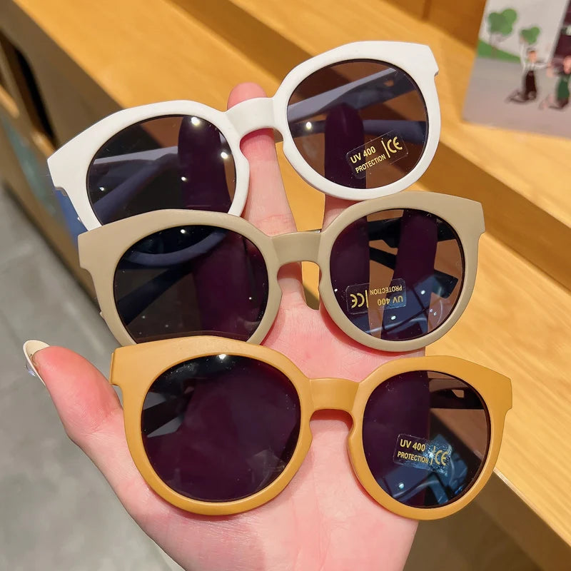 New Fashion Children Glasses Vintage Round Outdoor Sun Protection Sunglasses Baby Girls Acrylic UV400 Sunglasses Kids Eyeglasses