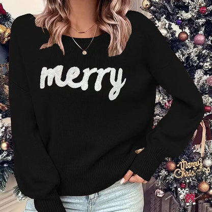 Pullover Sweater Round Neck Long Sleeve Loose Fit Elegant Style with 3d Letter or Number Text Women Sweaters and Pullovers