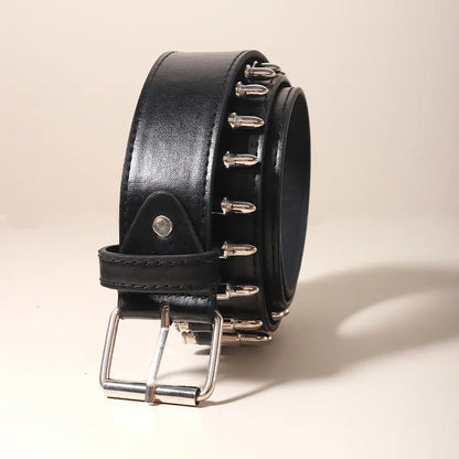 Black Belt for Women and Men, Unisex Personality Five-Pointed Star Studded Buckle Jeans Belt for Men Business style High Quality
