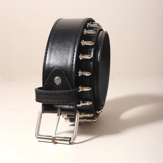 Black Belt for Women and Men, Unisex Personality Five-Pointed Star Studded Buckle Jeans Belt for Men Business style High Quality