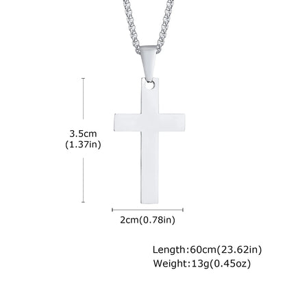 Basic Punk Cross Necklace for Men Boys,Stainless Steel Silver Color Cross Pendant Necklace,Christian Religious Jewelry Gift
