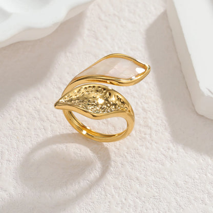Freeteeme High-End Various Irregular Geometric Rings for Women Stainless Steel Shell-Set Open Rings Daily Versatile Accessories