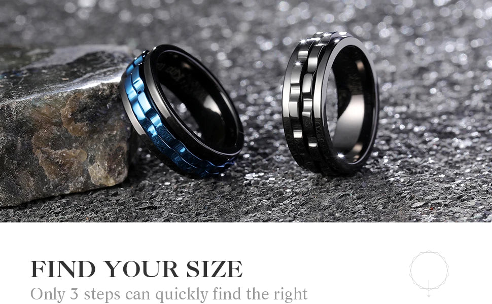 Fashion Punk Style Gear Rotating Anxiety Fidget Ring Titanium Steel Chain Spinner Rings For Men Rock Biker Wedding Party Jewelry