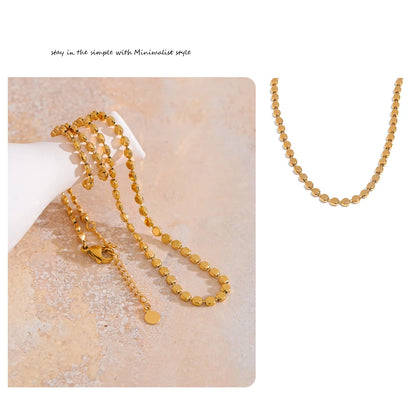 Yhpup Exquisite Stainless Steel Bright Square Chain Collar Necklace New Style 18K Real Gold Plated Daily Fashion Jewelry
