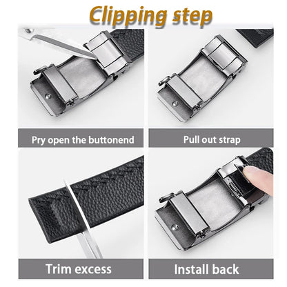 3.5cm High End Handsome Alloy Automatic Buckle Belt Men's Durability PU Leather Waistband Fashion Business Male Waist Straps