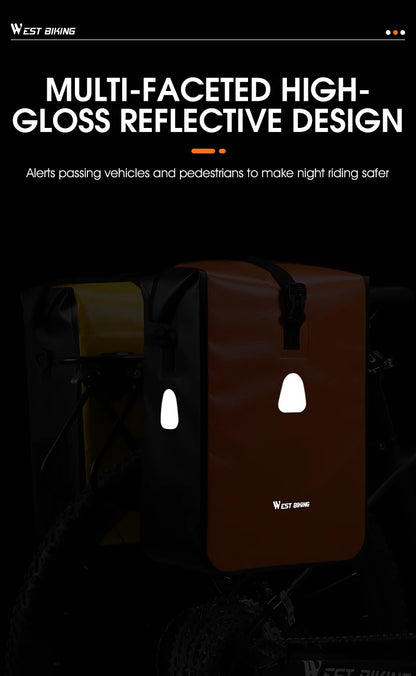 WEST BIKING Cycling Bicycle Bike Rear Seat Trunk Bag Large Capacity Panniers Reflective Rear Bag Waterproof Bicycle Storage Bag