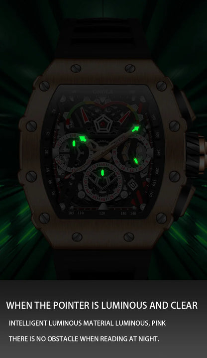 ONOLA Luxury Men Mechanical Watch with Hollow Out Luminous Automatic Watch 3Bar Waterproof Reloj Hombre