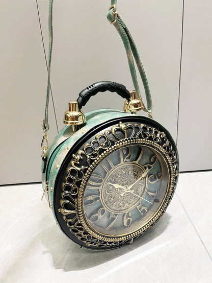 Luxury Designer Purses and Handbags Shoulder Bags funny clock-shaped bag funny Women's round bag pu leather Woman's bag