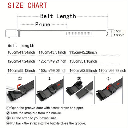 3.5cm High End Handsome Alloy Automatic Buckle Belt Men's Durability PU Leather Waistband Fashion Business Male Waist Straps