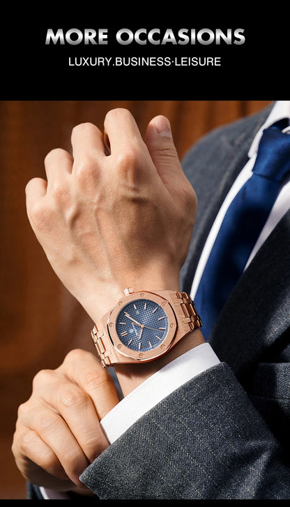 PAAZOMU Original Luxury Men's Watches Date Chronograph Stainless Steel Quartz Watch Waterproof Luminous Fashion Man Wristwatch