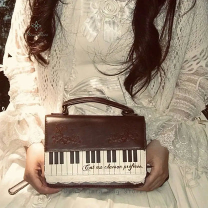 New Vintage Piano Shoulder Bag Womens Brown Crossbody Bag Y2k Girls Transparent Ita Bag Personalized Backpack Aesthetic Handbags