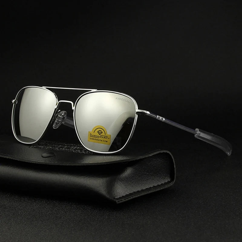 RE Sunglasses Men Top Quality Anti-Scratches American Army Military Mirror AGX Tempered Glass Lens Pilot Sun Glasses UV400