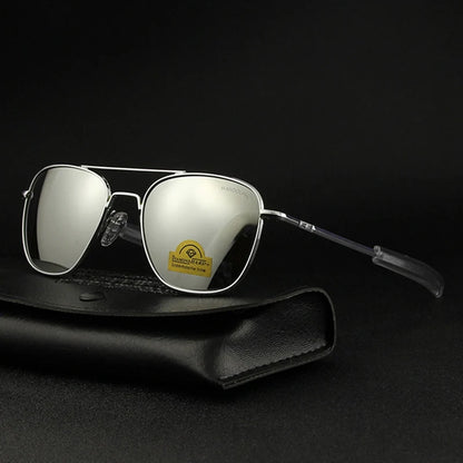 RE Sunglasses Men Top Quality Anti-Scratches American Army Military Mirror AGX Tempered Glass Lens Pilot Sun Glasses UV400