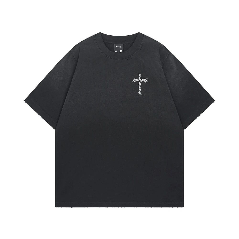 Retro Washed Oversized T-shirt Men Clothing Hip Hop Y2k T Shirts High Quality Short Sleeve Letter Printed Tees 2026 New In Tops