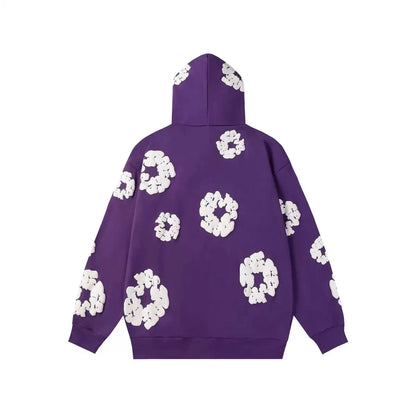 DENIM TEARSTHoodie Cross border European and American Hot selling Cotton Foam Printed Tears Hoodie Men's and Women's Hoodies