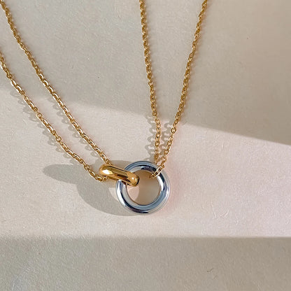 eManco Stainless Steel two-color pendant Necklaces For Women Chokers Trend Fashion Festival Party Gift Jewelry