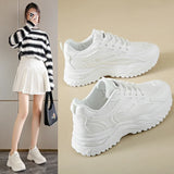 White Sneakers Women 2024 New Leather Chunky Sneakers Women's Sports Shoes Thick Tennis Vulcanized Shoes Basket Platform Shoes