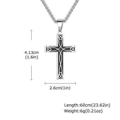 Basic Punk Cross Necklace for Men Boys,Stainless Steel Silver Color Cross Pendant Necklace,Christian Religious Jewelry Gift