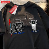 Fun Cassette Tape I Am Your Father Male Clothes Hip Hop Oversize T-Shirts Summer Casual Short Sleeve Cotton Loose Street T Shirt