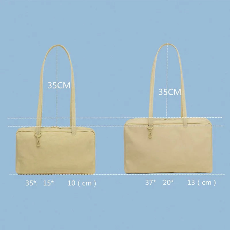 Simple Large-capacity Square Shoulder Bag Fashion Plaid Nylon Handbag Durable Canvas Material Travel Bag Daily Use Storage Bag