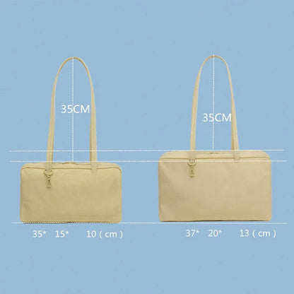 Simple Large-capacity Square Shoulder Bag Fashion Plaid Nylon Handbag Durable Canvas Material Travel Bag Daily Use Storage Bag