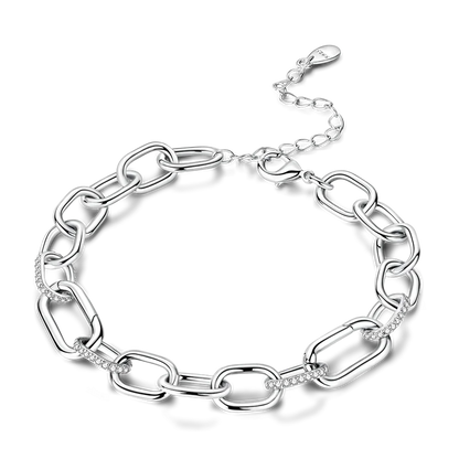 925 Sterling Silver Bracelets 17-20CM Original Golden Sparkling Heart Shaped Bracelet Fit DIY Charms Beads Fashion Women Jewelry