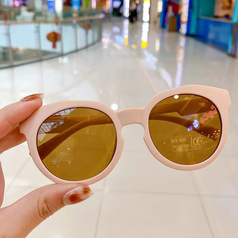New Fashion Children Glasses Vintage Round Outdoor Sun Protection Sunglasses Baby Girls Acrylic UV400 Sunglasses Kids Eyeglasses