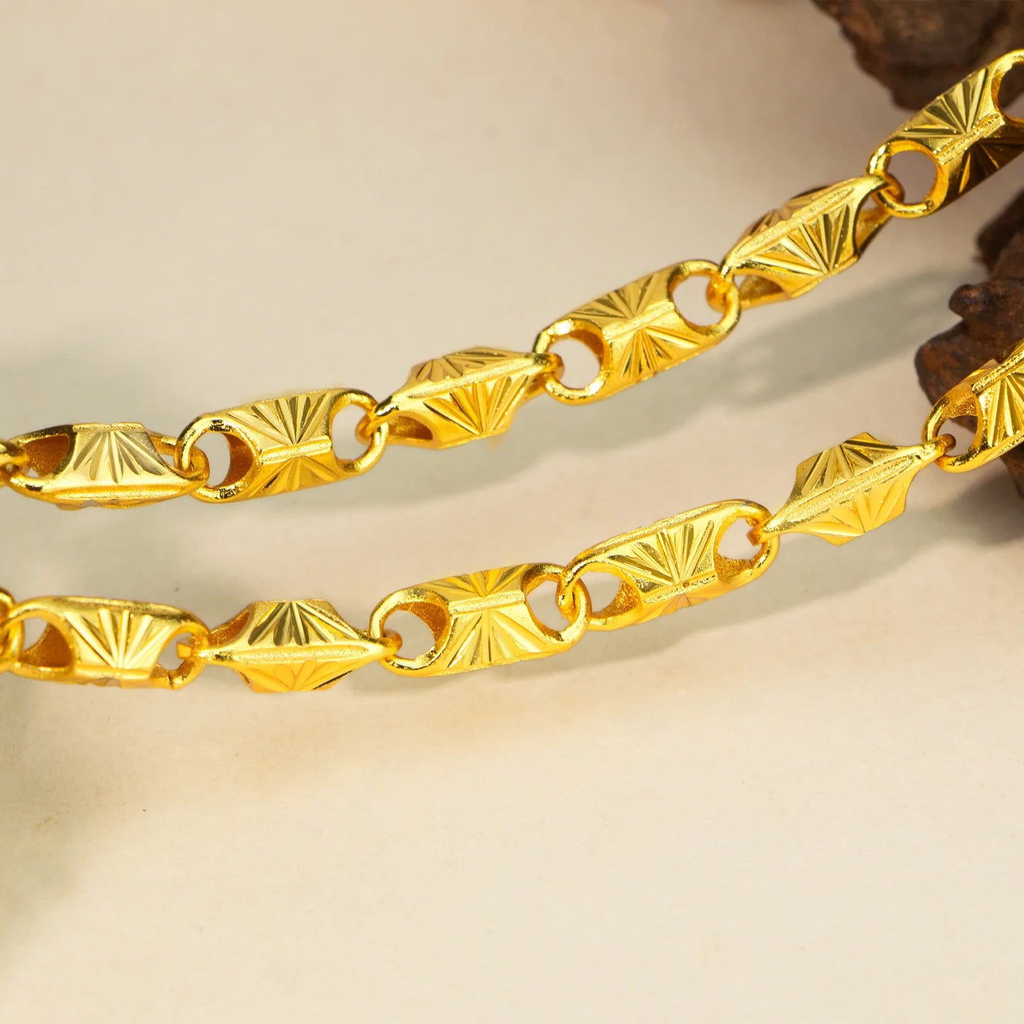 New luxury real gold jewelry 24k certifid square necklace men's elegant simple clavicle chain gifts for boyfriend
