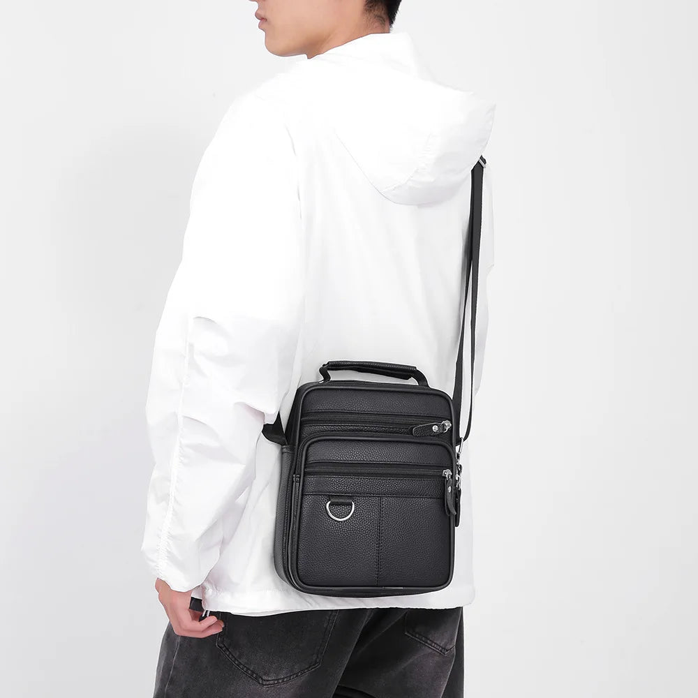 High quality genuine leather men's crossbody bag soft cowhide simple, casual, business style small shoulder bag for men Handbag