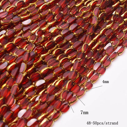 4x7mm 50pcs/lot Briolette Oval Glass Beads Plating Gold Color Crystal Glass Loose Spacer Beads For Beads for Jewelry Making DIY