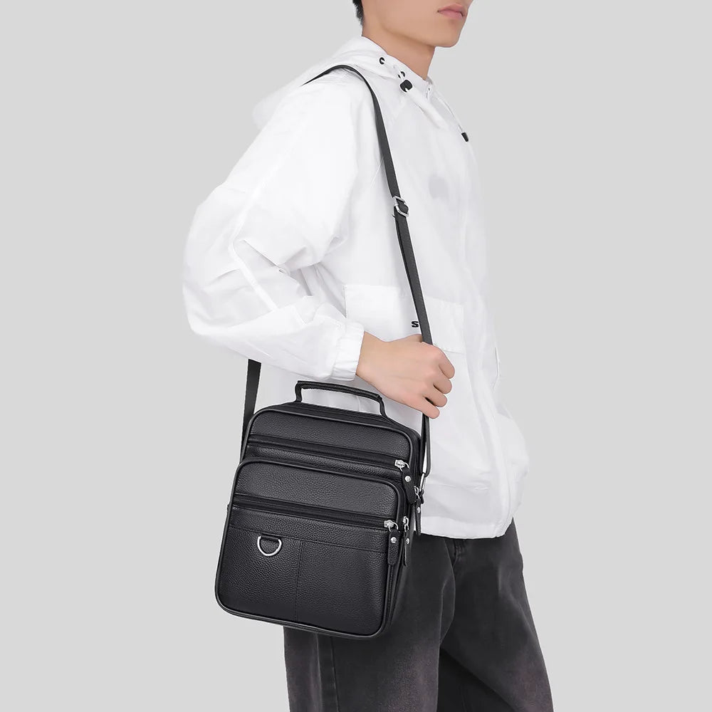 High quality genuine leather men's crossbody bag soft cowhide simple, casual, business style small shoulder bag for men Handbag
