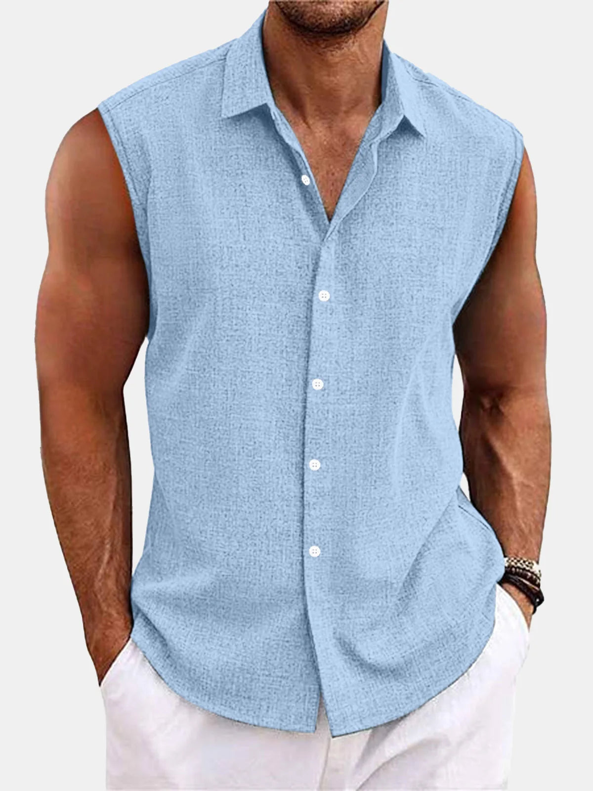 Men's Summer Short Sleeve Shirt Casual Solid Color Beach Top with Collar Lightweight Breathable Casual Button Up Shirts for Men