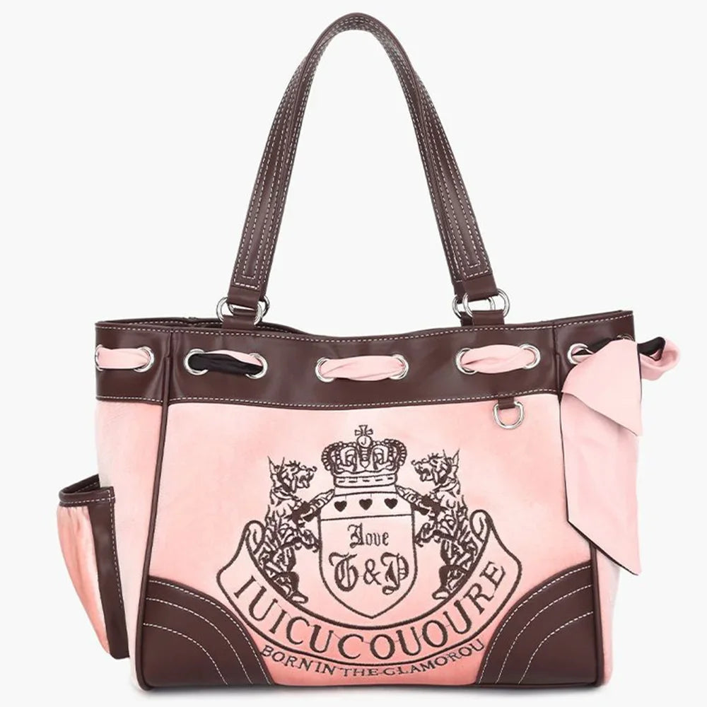 Ladies Large-Capacity Tote Bag Y2K Women Vintage Retro Chic Embroidery Velvet Handbags Girl Shopping Shoulder Bag Women's Purses