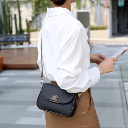 PU Leather Shoulder Bags For Women Fashion Flap Crossbody Messenger Bag Luxury Contrast Color Messenger Handbag Shopping Purse