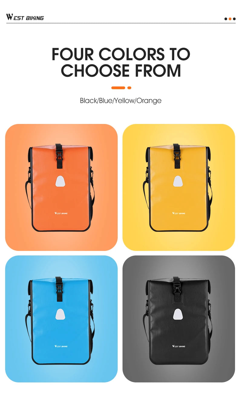 WEST BIKING Cycling Bicycle Bike Rear Seat Trunk Bag Large Capacity Panniers Reflective Rear Bag Waterproof Bicycle Storage Bag