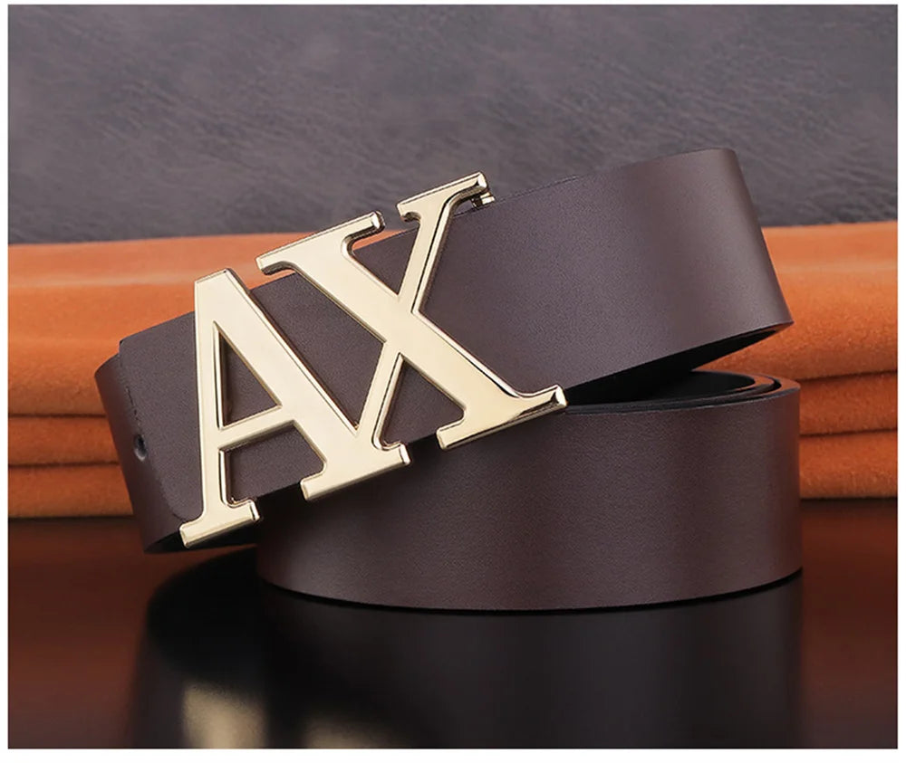 Men Belt Fashionable Simple Letter Buckle Reversible Male Belt for Men 3.8cm Luxury Good Quality