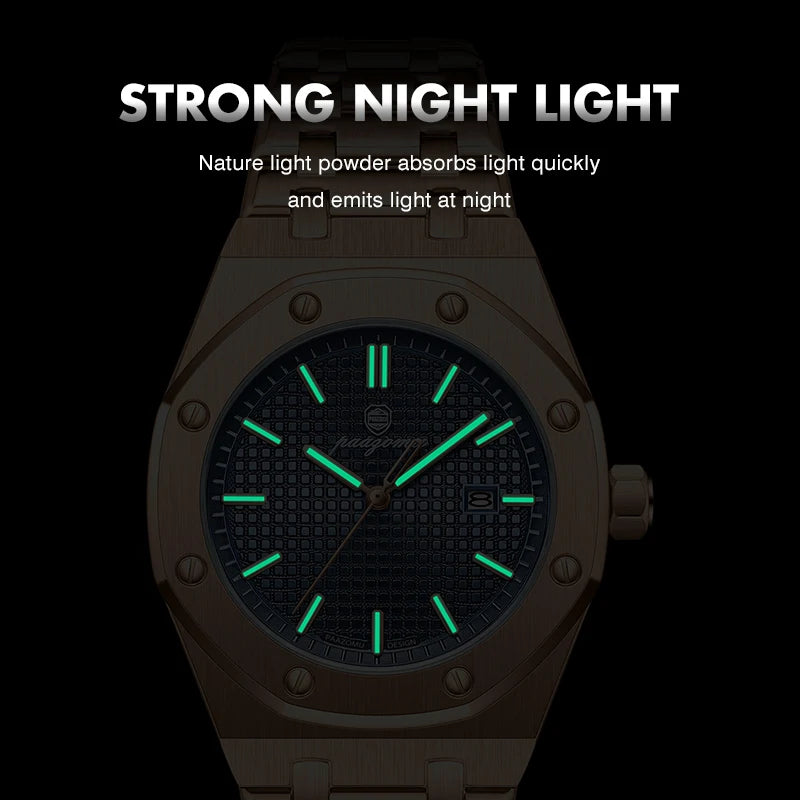 PAAZOMU Original Luxury Men's Watches Date Chronograph Stainless Steel Quartz Watch Waterproof Luminous Fashion Man Wristwatch