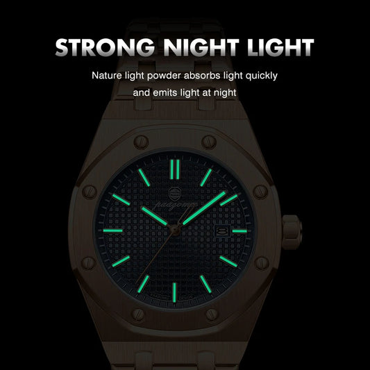 PAAZOMU Original Luxury Men's Watches Date Chronograph Stainless Steel Quartz Watch Waterproof Luminous Fashion Man Wristwatch