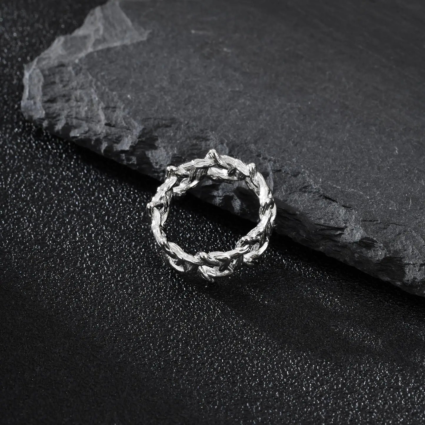 Personality Stainless Steel Irregular Thorns Ring for Men, Retro Punk Texture Six Pointed Star Ring, Geometric Hip-hop Jewelry