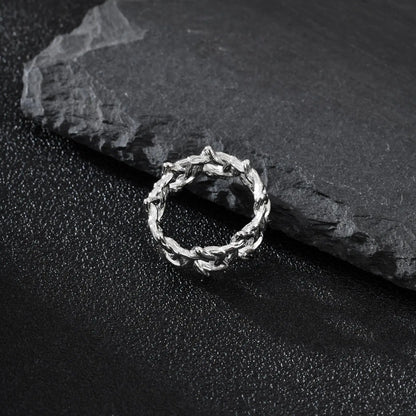 Personality Stainless Steel Irregular Thorns Ring for Men, Retro Punk Texture Six Pointed Star Ring, Geometric Hip-hop Jewelry