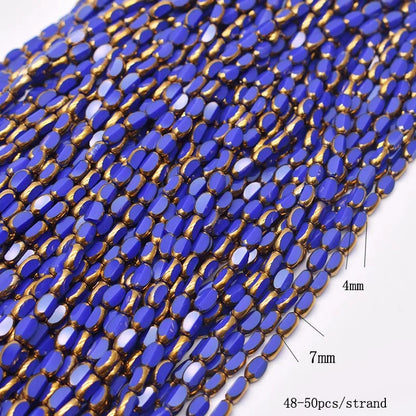 4x7mm 50pcs/lot Briolette Oval Glass Beads Plating Gold Color Crystal Glass Loose Spacer Beads For Beads for Jewelry Making DIY