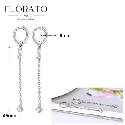 Women Pure Silver Series 925 Sterling Silver Ear Needle Geometric/Butterfly Flowers Pendant hoop Earrings Crystal Zircon Jewelry