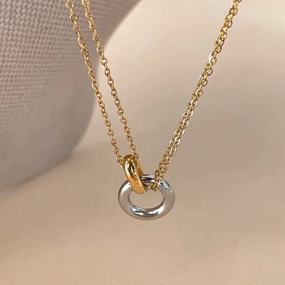 eManco Stainless Steel two-color pendant Necklaces For Women Chokers Trend Fashion Festival Party Gift Jewelry