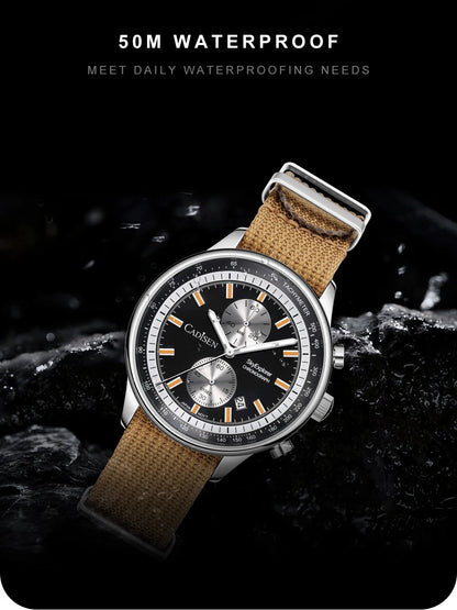 CADISEN New Mens Watches Luxury Quartz Watch For Man Chronograph Japan MIYOTA 0S11 Men Gift Luminous Waterproof Canvas Wristwatc