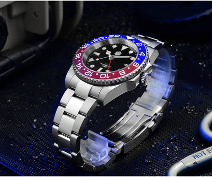 San Martin Luxury GMT Hangzhou 6460 Men Automatic Mechanical Watch Business Sports Waterproof 200m Sapphire Full Luminous SN0016