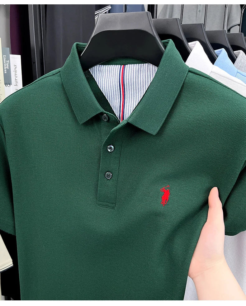 100% pure cotton high-end brand men's short sleeve polo shirt summer fashion original pony embroidery golf Paul  casual T-shirt