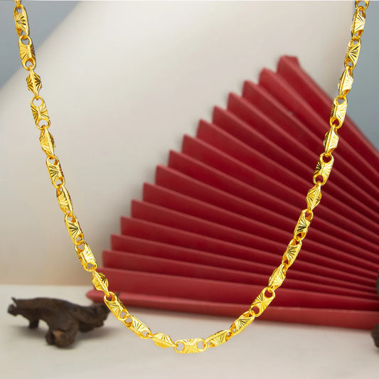 New luxury real gold jewelry 24k certifid square necklace men's elegant simple clavicle chain gifts for boyfriend