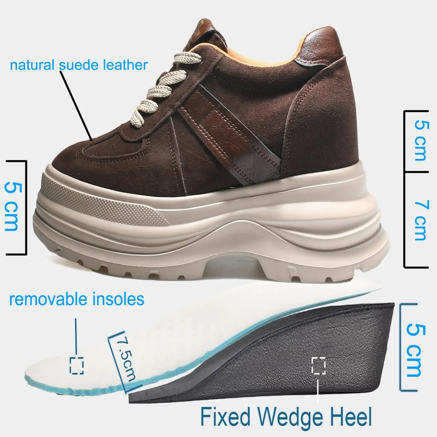 Fujin Elevator Shoes for Women Fall Spring New Platform Sneakers 12cm Height Increase Chunky Shoes for Petite Women Chunky Shoes