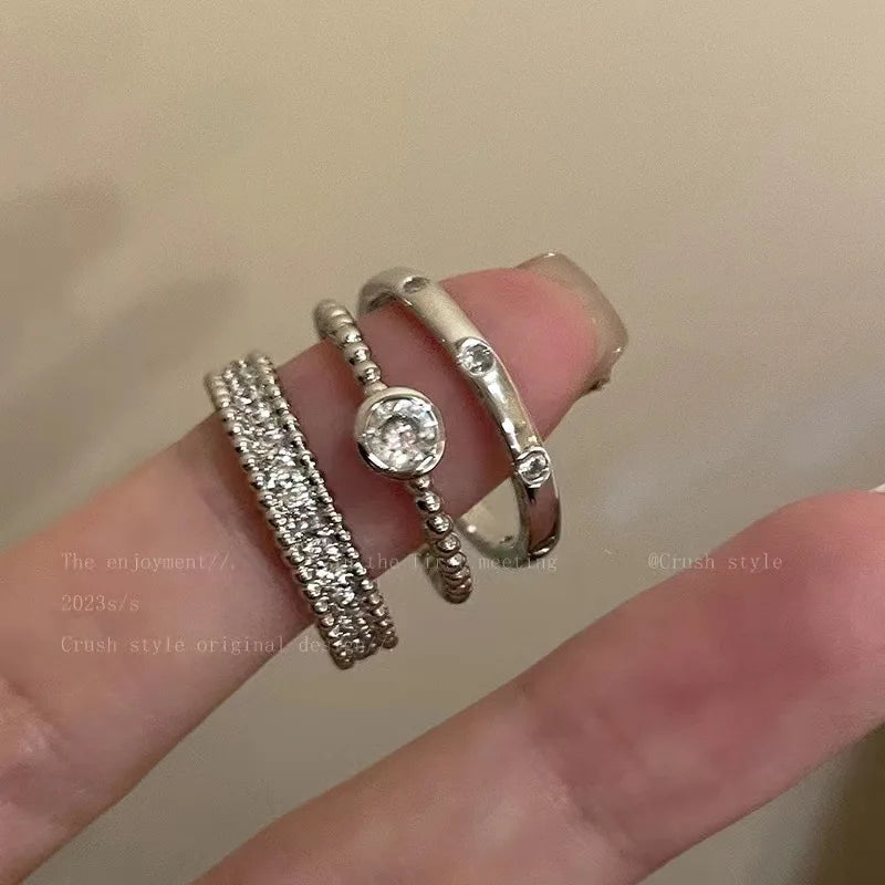 Fashion Trend Pink Crystal Bowknot Heart Rings Zircon Ring Y2K Shiny Zircon Rings for Women Girls Party Aesthetic Jewelry 2024 N